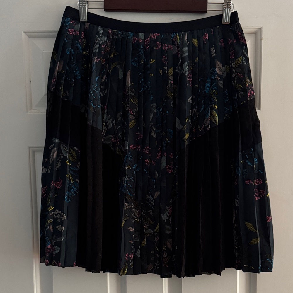 Banana Republic Black Floral Skater Skirt